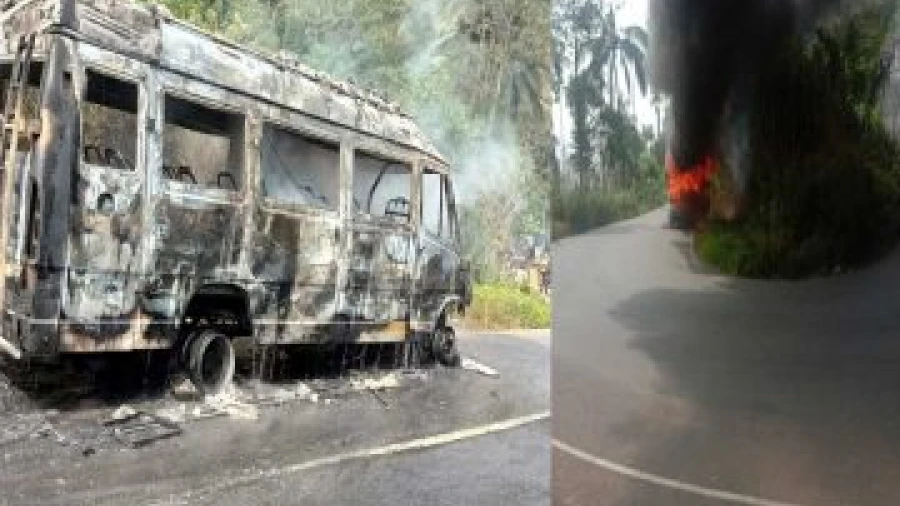 കുറ്റ്യാടി ചുരത്തിൽ ടെമ്പോ ട്രാവലറിന് തീപിടിച്ചു