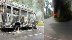 
                        കുറ്റ്യാടി ചുരത്തിൽ ടെമ്പോ ട്രാവലറിന് തീപിടിച്ചു