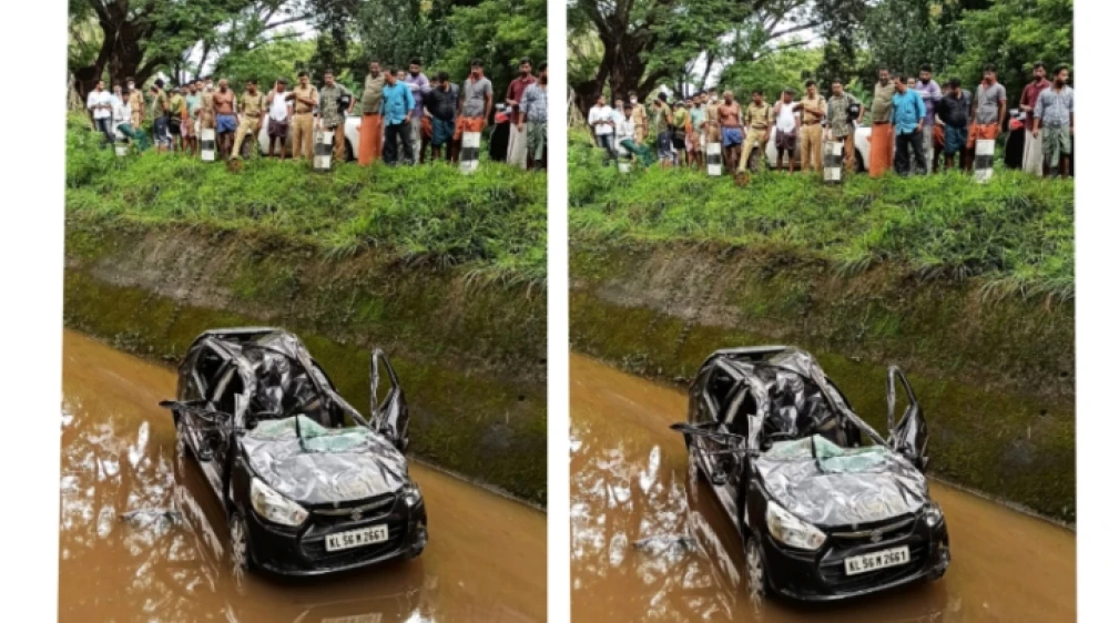വാല്യേക്കോട് കാർ കനാലിലേക്ക് മറിഞ്ഞു; രണ്ടു പേർക്ക് പരിക്ക്