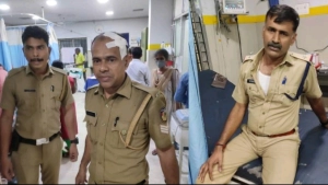 
                        ഫുട്ബോൾ ആരാധകരുടെ റാലിക്കിടയിൽ കല്ലേറ്: പോലീസുകാർക്ക് പരിക്ക്