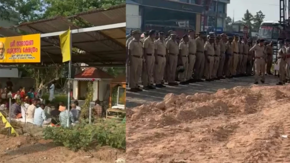 എസ്എന്‍ കവലയിലെ ഗുരുദേവ പ്രതിഷ്ഠ മാറ്റുന്നതിനെതിരെ പ്രതിഷേധം ;പ്രദേശത്ത് സംഘര്‍ഷ സാധ്യത