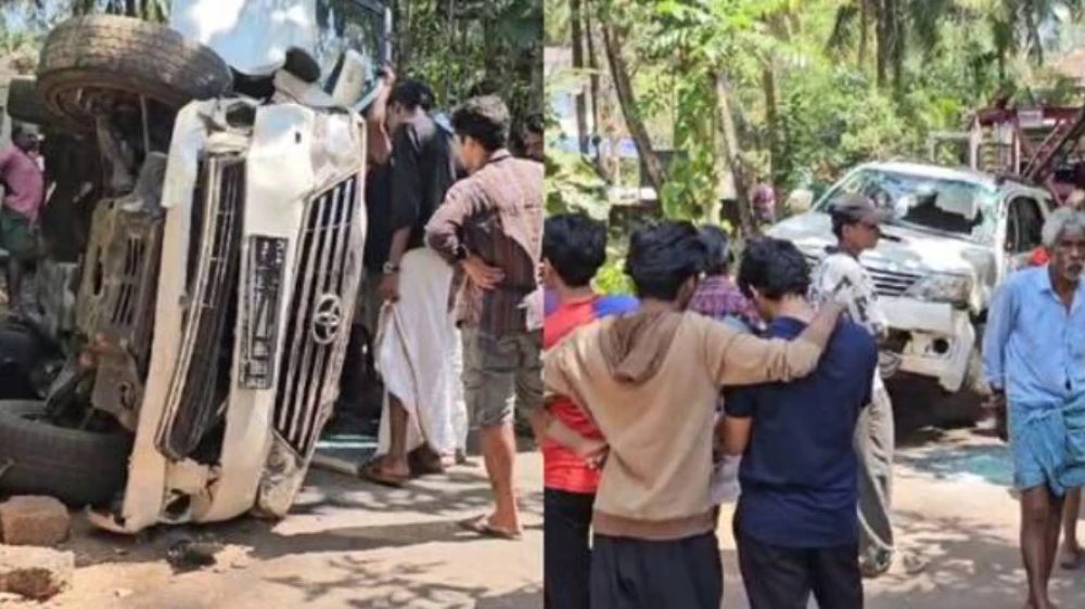 സെന്‍റ് ഓഫ് 'കളറാക്കാൻ' വാടകയ്കെടുത്ത ആഡംബര വാഹനം മതിലിലിടിച്ച് തക‍ർന്നു