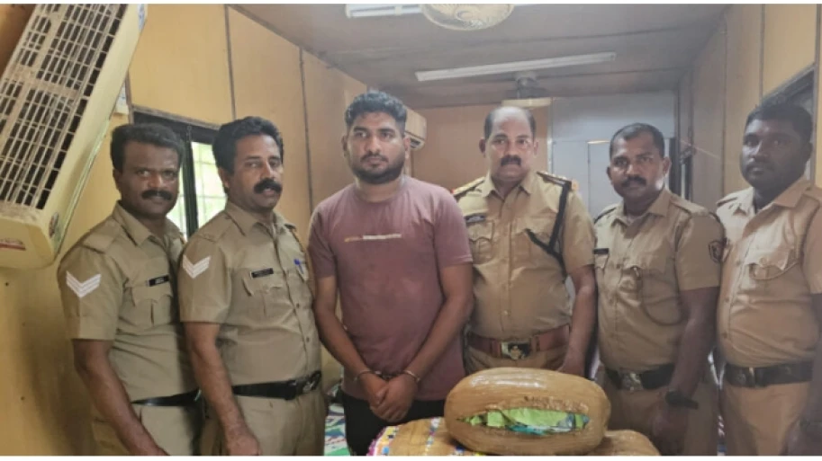 വാഹന പരിശോധനക്കിടെ 16 കിലോ കഞ്ചാവുമായി യുവാവ് പിടിയിൽ