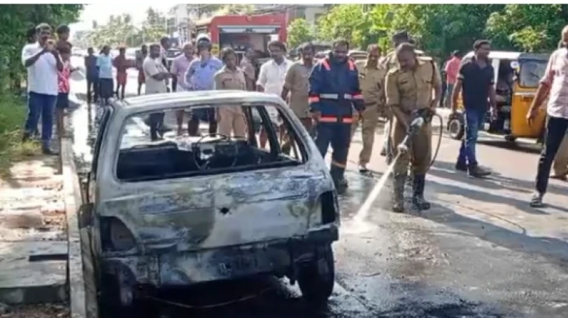 ഓടിക്കൊണ്ടിരുന്ന കാർ കത്തിനശിച്ചു.