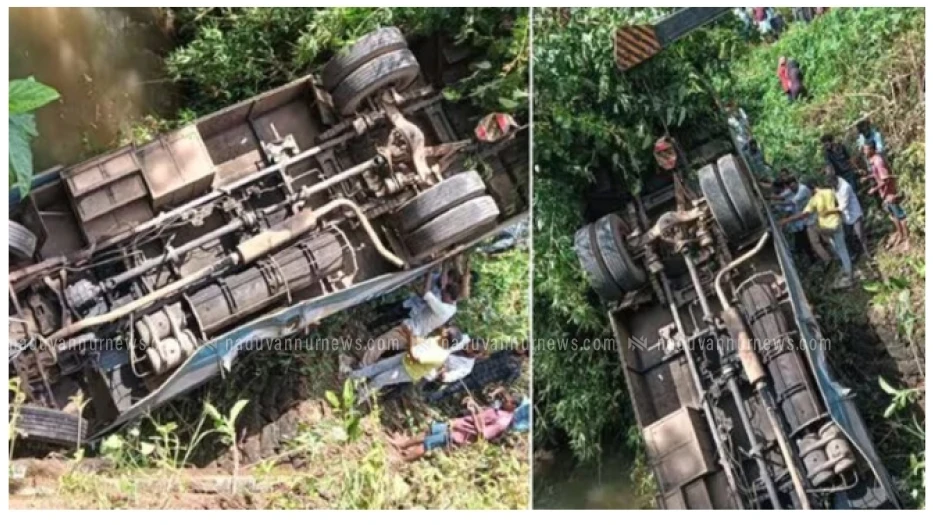 കെ.എസ്.ആർ.ടി.സി. നിയന്ത്രണം വിട്ട് മറിഞ്ഞുണ്ടായ അപകടത്തിൽ ഒരു മരണം