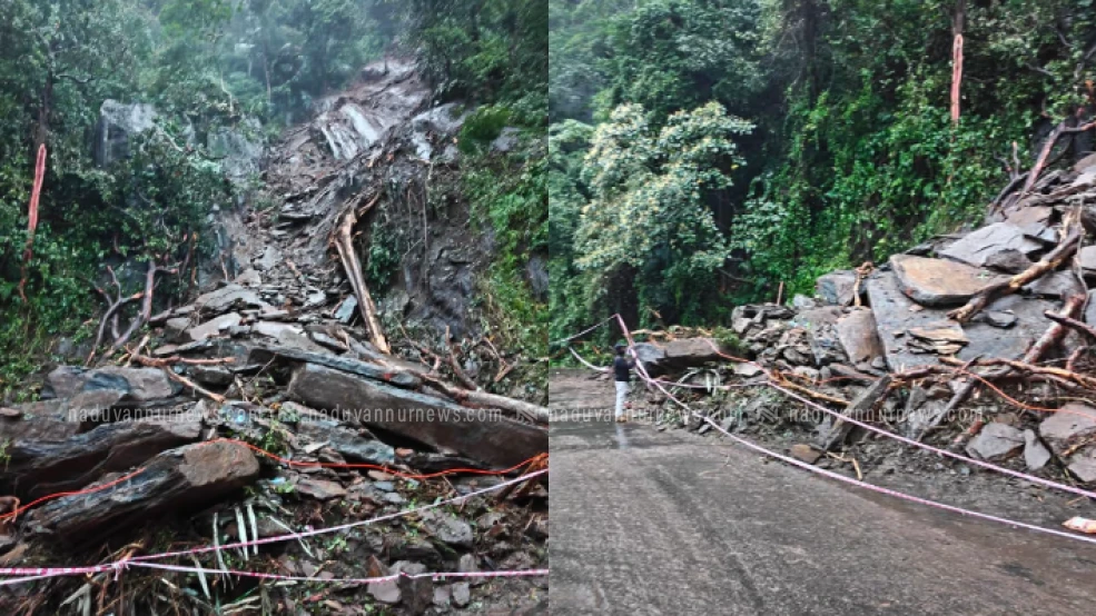 താമരശ്ശേരി ചുരത്തിൽ വീണ്ടും കനത്ത മണ്ണിടിച്ചിൽ;ചുരത്തിലൂടെ ഒഴുകുന്ന ചാലുകളിൽ  നിറവ്യത്യാസം