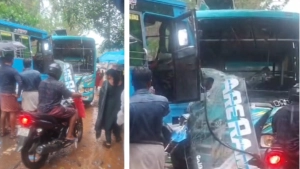 പേരാമ്പ്ര അഞ്ചാം പീടികയിൽ ബസുകൾ കൂട്ടിയിടിച്ച് നിരവധി പേർക്ക് പരിക്ക്