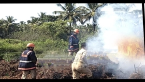 കന്നൂർ കെഎസ്ഇബി സബ്സ്റ്റേഷനു സമീപമുള്ള കുറ്റിക്കാടിനു തീപിടിച്ചു