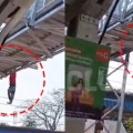 മേൽപ്പാലത്തിൽ കയറി, വൈദ്യുതലൈനിൽ തട്ടി താഴേക്ക്; റെയിൽവേ സ്റ്റേഷനിൽ ജീവനൊടുക്കാൻ ശ്രമിച്ച് യുവാവ്