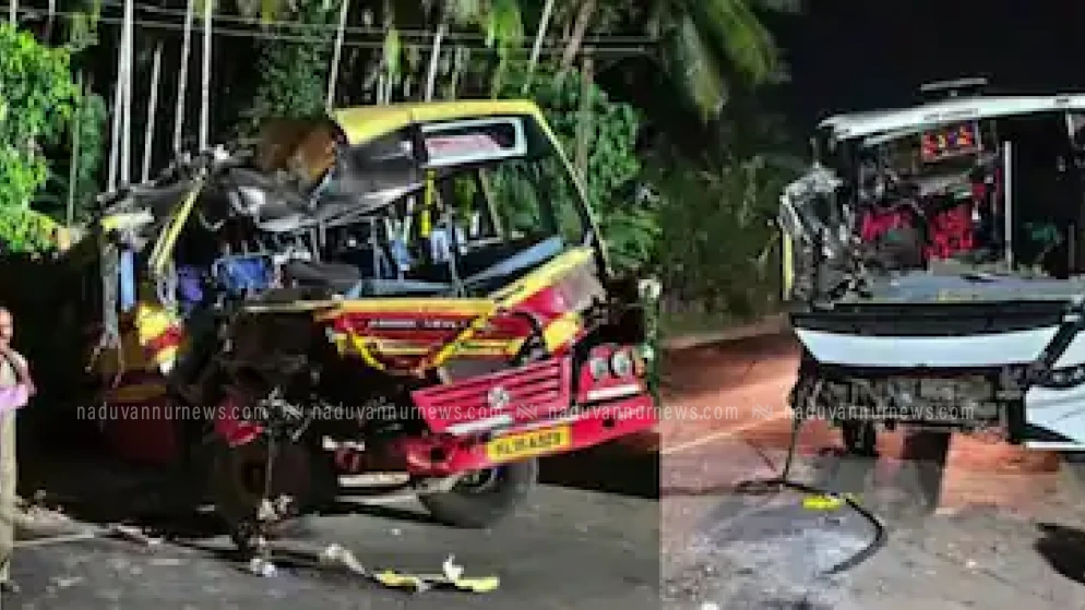 എടപ്പാളിൽ കെഎസ്ആർടിസി ബസും ടൂറിസ്റ്റ് ബസും കൂട്ടിയിടിച്ച് അപകടം