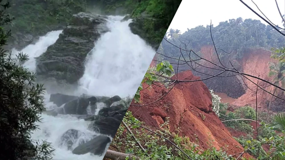 കണ്ണൂർ ആറളം വനത്തിൽ മലവെള്ളപ്പാച്ചിൽ;വനമേഖലയിൽ ഉരുൾ പൊട്ടിയ തായും സംശയം