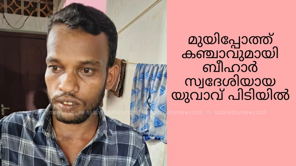  മുയിപ്പോത്ത് കഞ്ചാവുമായി ബീഹാർ സ്വദേശിയായ യുവാവ് പിടിയിൽ