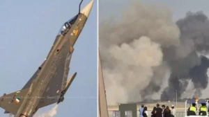 
                        ദുബായ് എയർപോർട്ടിൽ ഇന്ത്യൻ യുദ്ധ വിമാനം തകർന്ന് വീണു