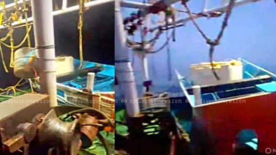 കൊയിലാണ്ടി ഹാർബറിൽ നിന്നും മൽസ്യ ബന്ധനത്തിന് പോയ തോണി ബോട്ട് ഇടിച്ച് തകർന്നു