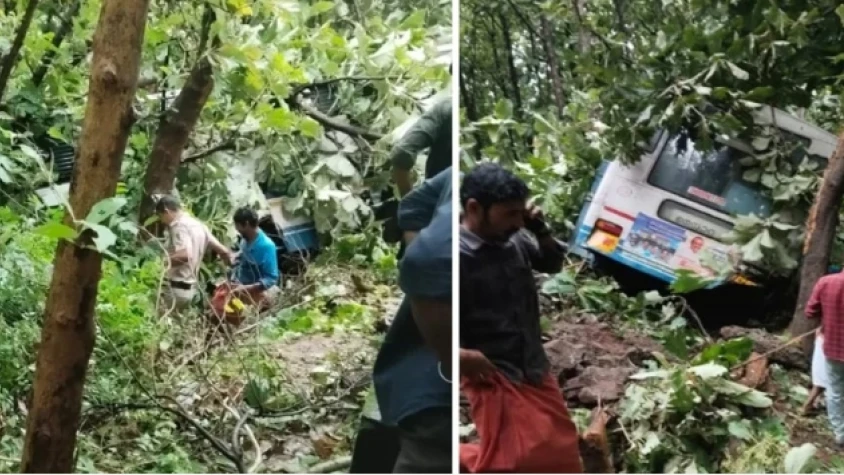  നെല്ലിയാമ്പതിയിൽ കെഎസ്ആർടിസി ബസ് അപകടം. ഒരു സ്ത്രീ മരിച്ചു.