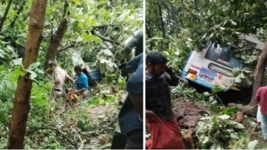 നെല്ലിയാമ്പതിയിൽ കെഎസ്ആർടിസി ബസ് അപകടം. ഒരു സ്ത്രീ മരിച്ചു.