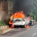 ദേശീയപാത ബൈപ്പാസിൽ കാറിന് തീപിടിച്ചു