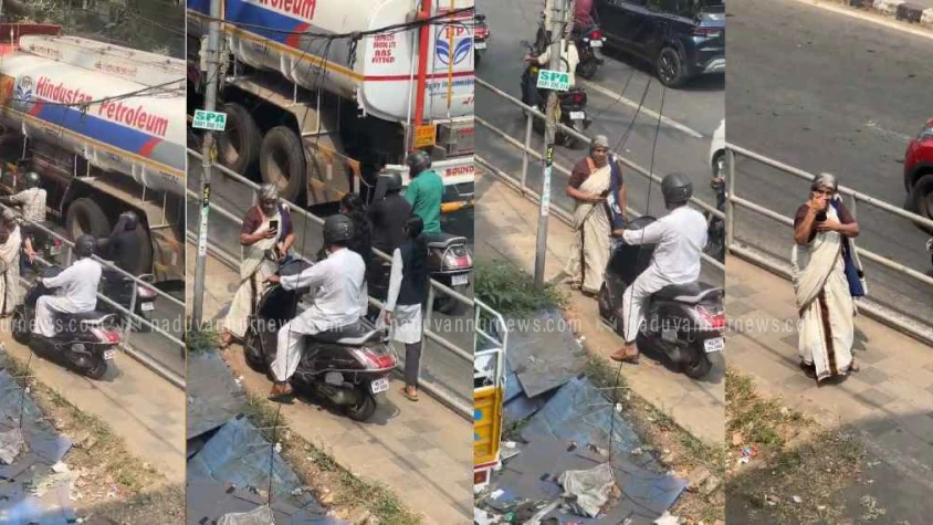  പ്രഭാവതി അമ്മ ഇഫക്ട്; എരഞ്ഞിപ്പാലത്ത് ഫുട്പാത്തിലൂടെ വണ്ടി ഓടിച്ചയാളുടെ ലൈസൻസ് സസ്പെന്ഡ് ചെയ്തു