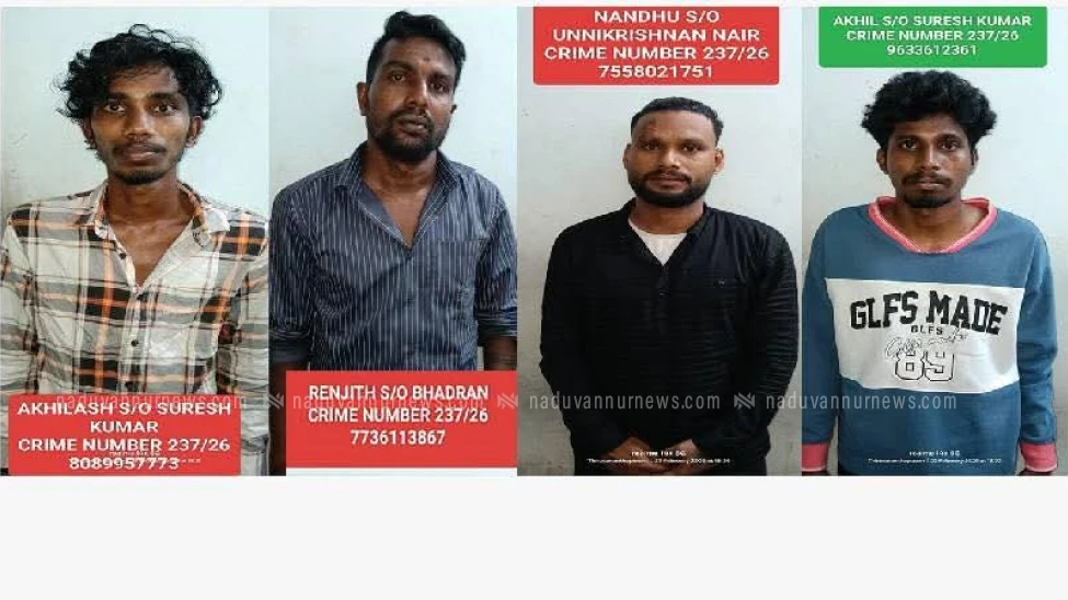  ക്ഷേത്രോത്സവത്തിനിടെ കത്തിക്കുത്ത്; 4 പേർ പിടിയിൽ