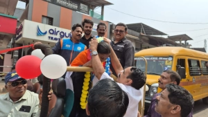 സൗത്ത് ഏഷ്യൻ ഗയതി ചാമ്പ്യൻഷിപ്പിൽ  സ്വർണ്ണ മെഡൽ നേടിയ അലൻ റബറോസ്   പേരാമ്പ്രയിൽ സ്വീകരണം