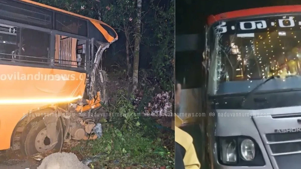  കാട്ടിലെപ്പീടികയ്ക്ക് സമീപം കെ.എസ്.ആർ.ടി.സി ബസും കർണാടക ബസും കൂട്ടിയിടിച്ച് അപകടം