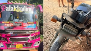 
                        സ്വകാര്യബസ് ബൈക്കിൽ തട്ടി അപകടം, യുവാവിന് പരിക്കേറ്റു